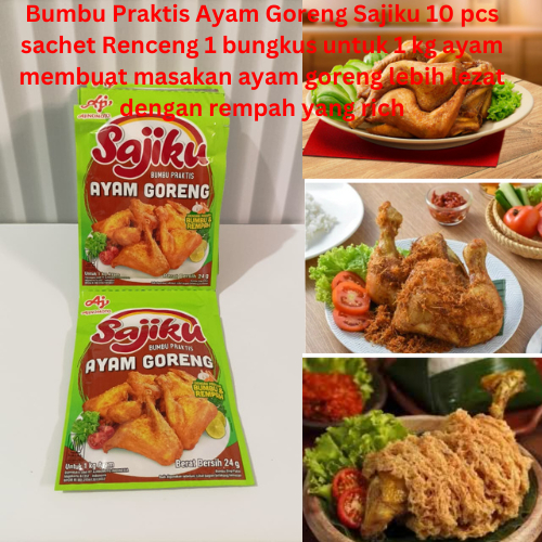 

Bumbu Praktis Ayam Goreng Sajiku 10 pcs sachet Renceng 1 bungkus untuk 1 kg ayam membuat masakan ayam goreng lebih lezat dengan rempah yang rich