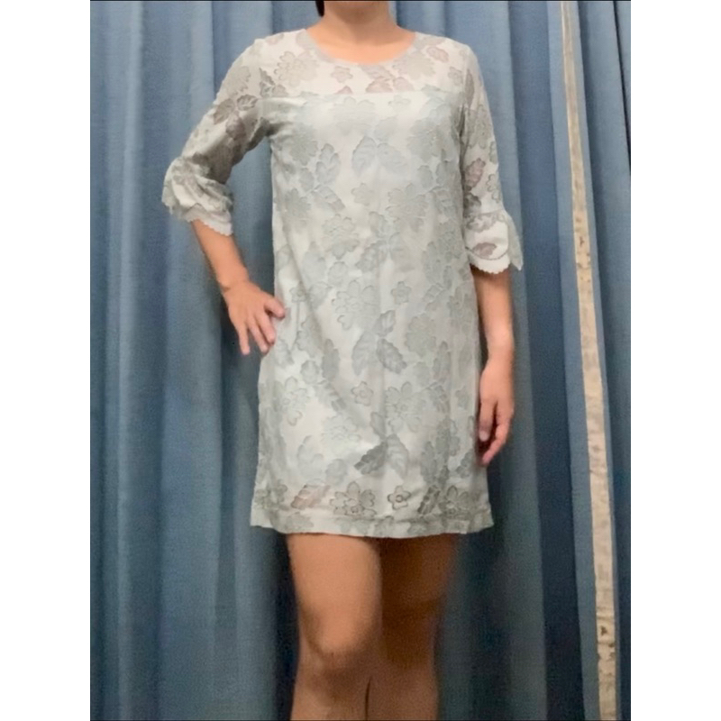 Dress wanita/Terusan wanita brokat lengan 3/4