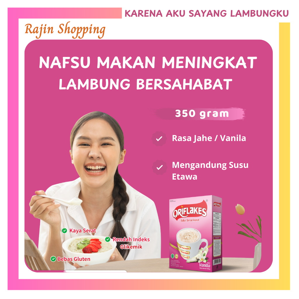 

Oriflakes Sereal Umbi Garut Ararut Asam Lambung Susu Gastro Maag Gerd 350 gram