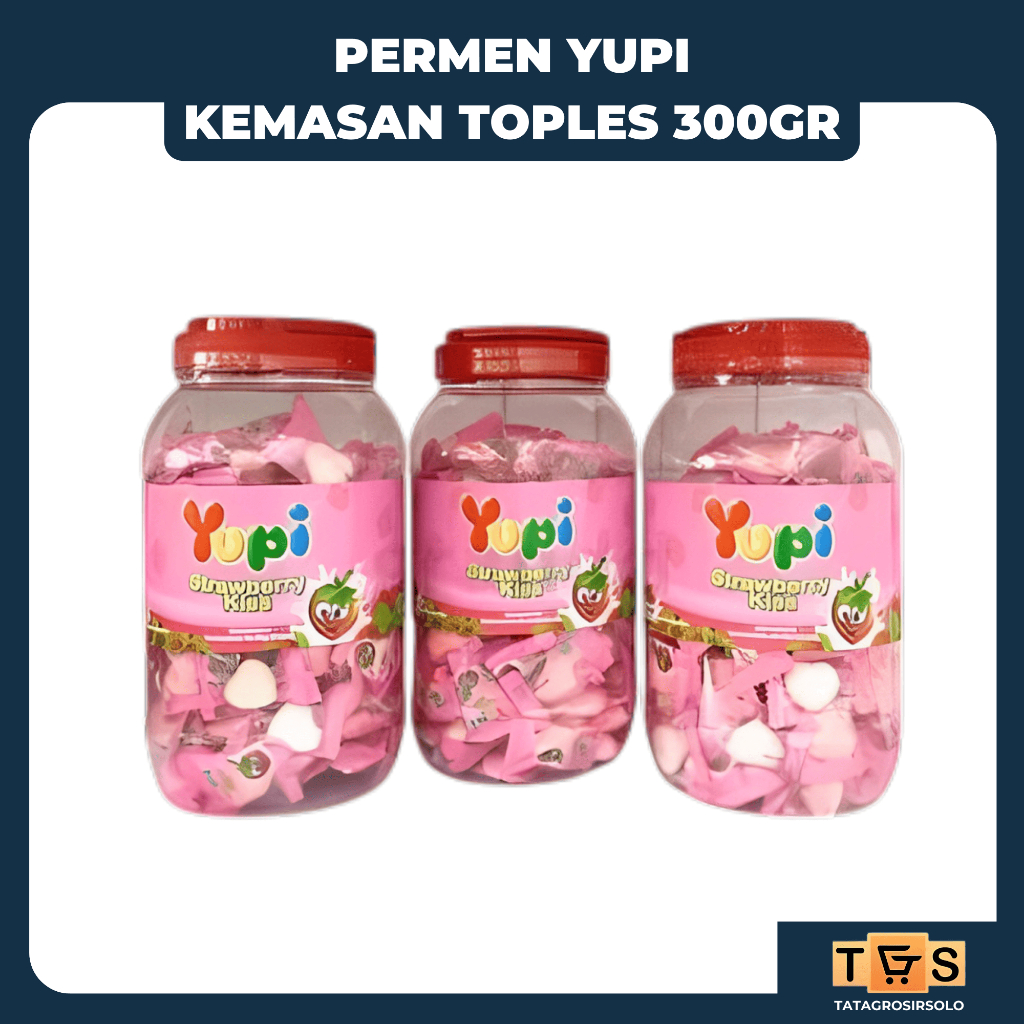 

[330gr]S113 | YUPI Kemasan Toples / Permen YUPI Strawberry Kiss / YUPI Jar 300gr