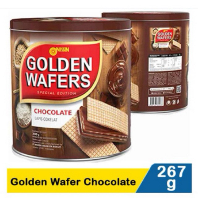 

NISSIN GOLDEN WAFER CHOCOLATE 267gr KEMASAN KALENG/ WAFER NISSIN MURAH