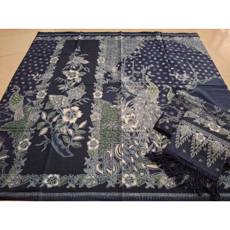 Kain batik sarimbit couple batik fariza cirebon khas trusmi katun tulis set pria wanita dasar hitam