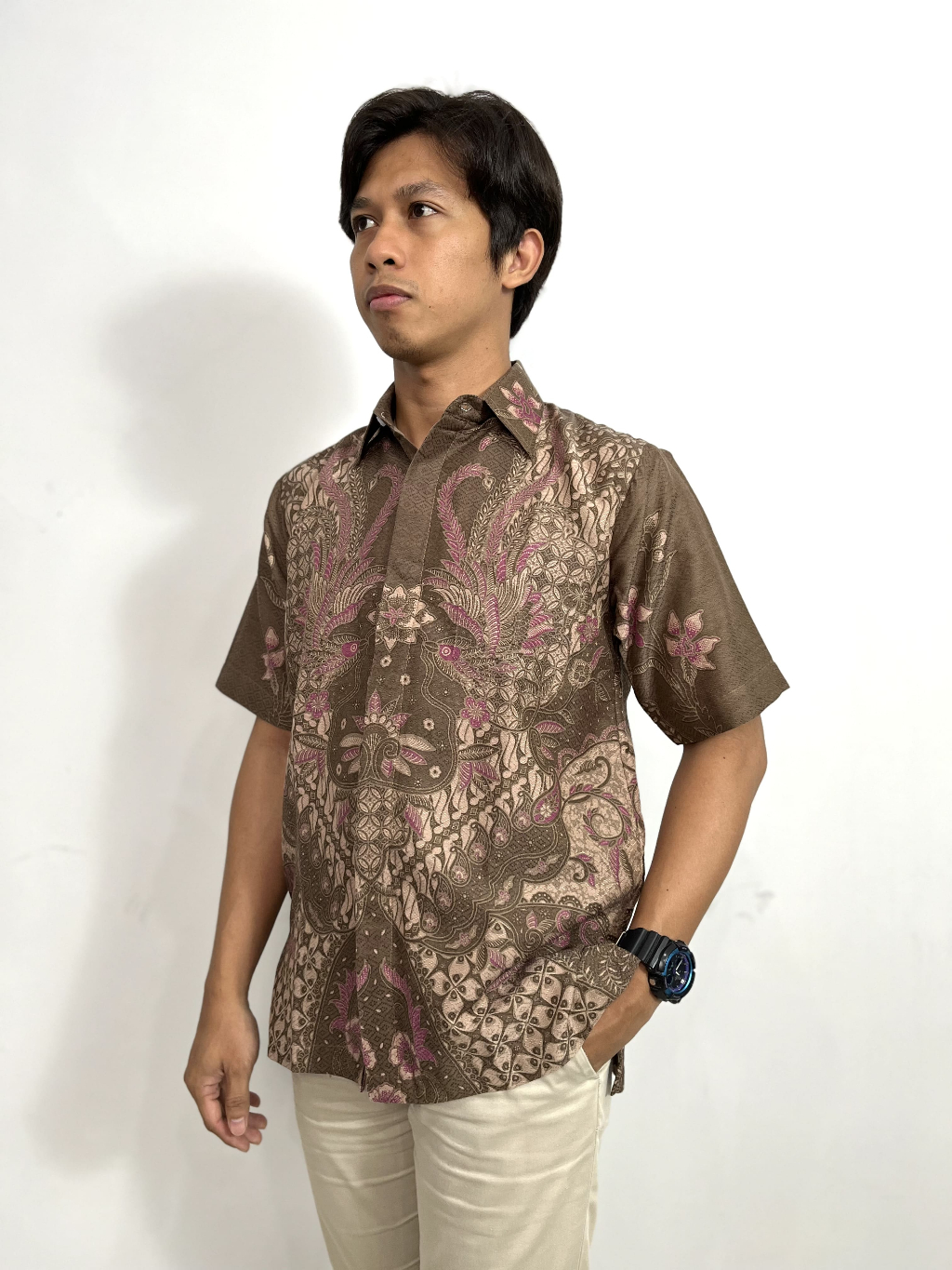 MARGARIA BATIK - Kemeja Batik Pria Lengan Pendek Bahan Dobby - Kemeja Bina