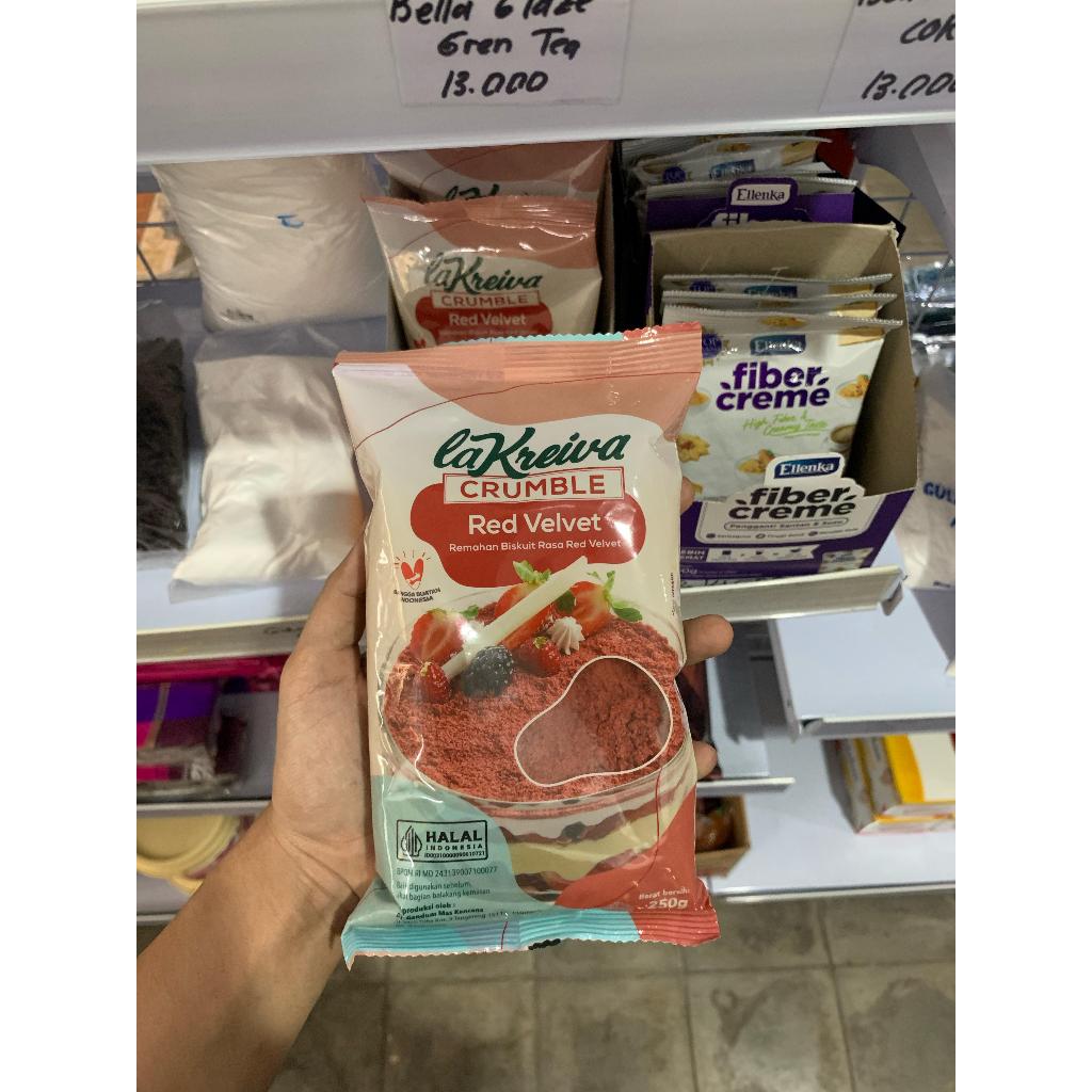 

LA KREIVA CRUMBLE RED VELVET KEMASAN ORI 250gr/Remah Kue Rasa - Red Velvet 250gr/Crumble Red Velvet