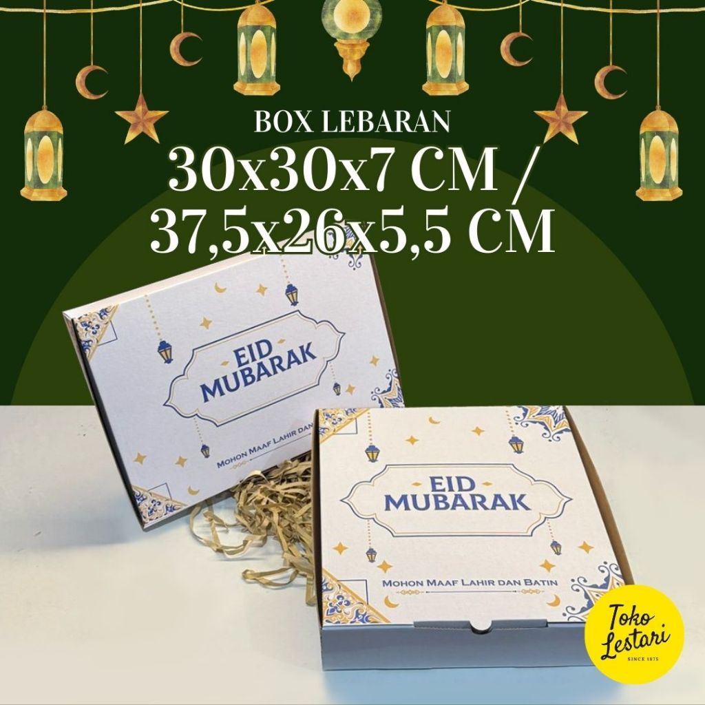 

Box E-Flute LEBARAN 30x30x7 / 37,5x26x5,5 cm Muat 4 Toples dan 6 Toples untuk box kue kering, Hampers dll