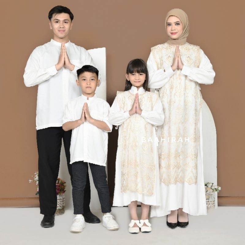 Baahirah - Hira Baju Couple Sarimbit Keluarga Brukat Lebaran Kondangan Pernikahan Pesta Broken White