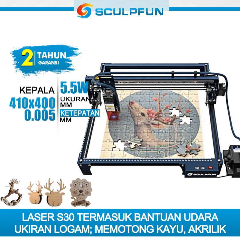 SCULPFUN laser engraver S30 serise mesin laser cutting Mesin Ukiran laser kayu