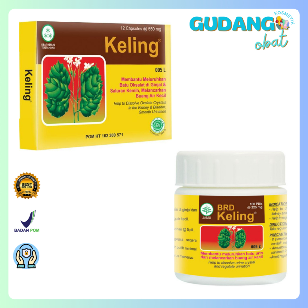Keling Kapsul 12's, Keling Pil 100's - Obat Batu Ginjal-Melancarkan Buang Air Kecil