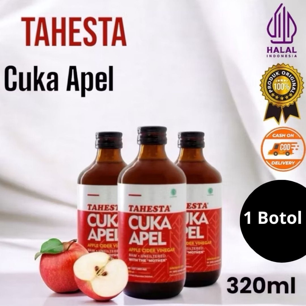 

(COD) 1 Botol Cuka Apel Tahesta 320ml 100% Sari Natural Apple Cider Vinegar | Detox Pelangsing Badan