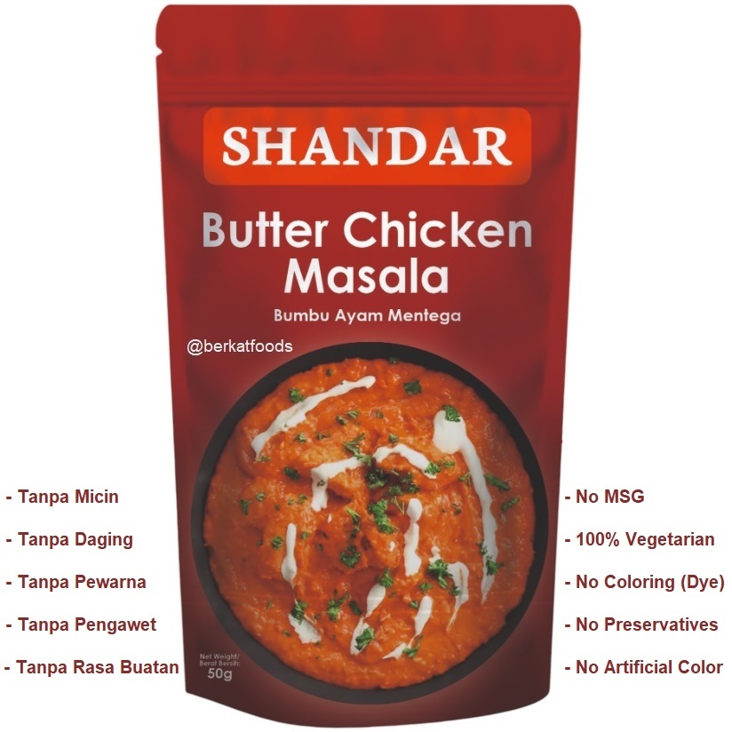 

Butter Chicken Masala Shandar / Bumbu Ayam Mentega Ala India / Indian Style Vegetarian Tanpa Pengawet