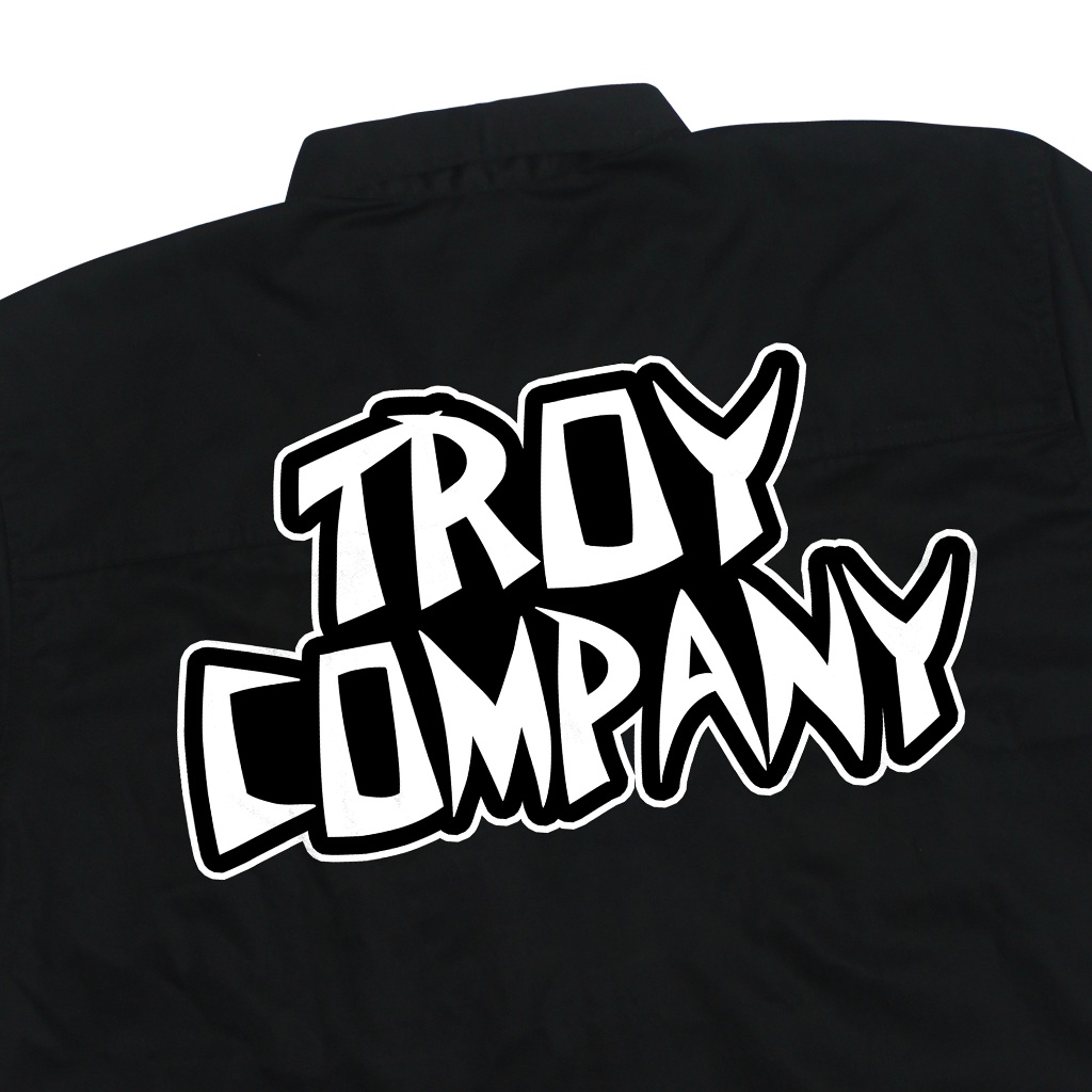 Troy Company Work Shirt Workwear Black Punk Bones - Kemeja Kerja Workshirt Hitam WSP 3044