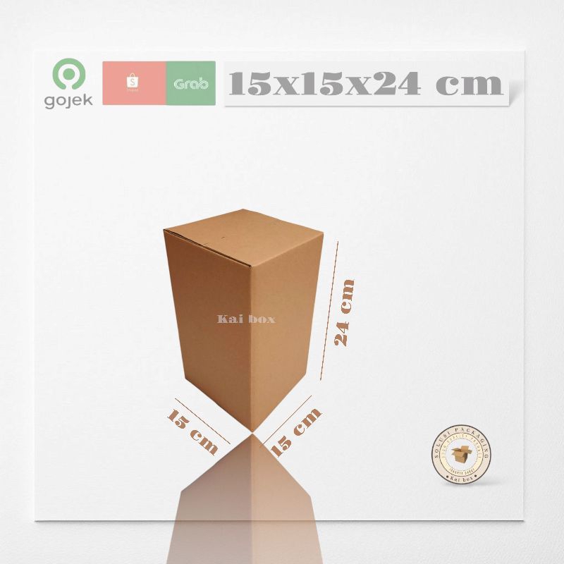 

kardus ukuran 15x15x24 cm box singel wall polos ST