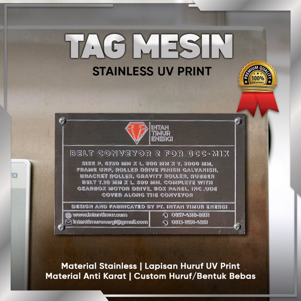 

Stainless Steel TAG detail UV print Custom Bisa Untuk Mesin Engine Alat Petunjuk Pemakaian Sign