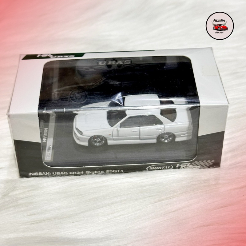 Diecast 1:64 Mortal Nissan URAS ER34 Skyline 25GT-T White