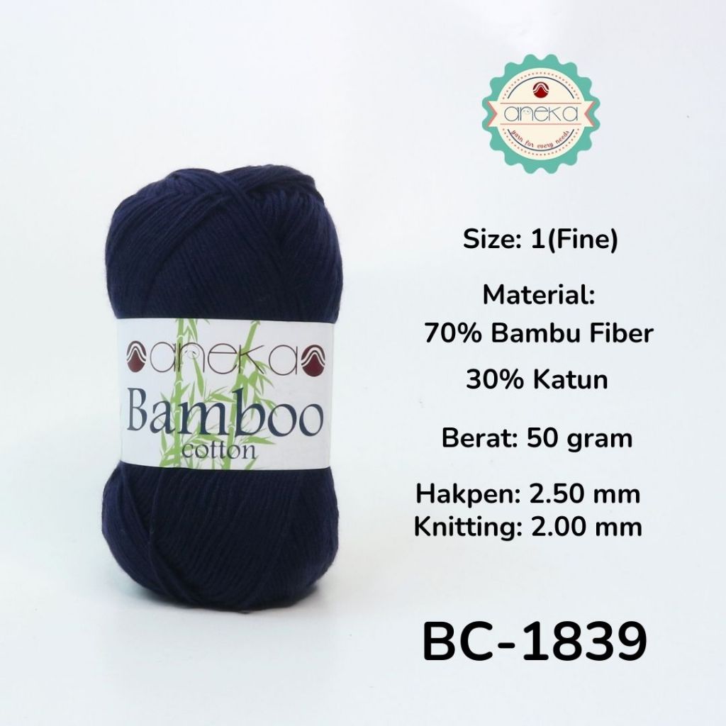 Benang Rajut Katun Bambu / Cotton Yarn - 1839 Navy