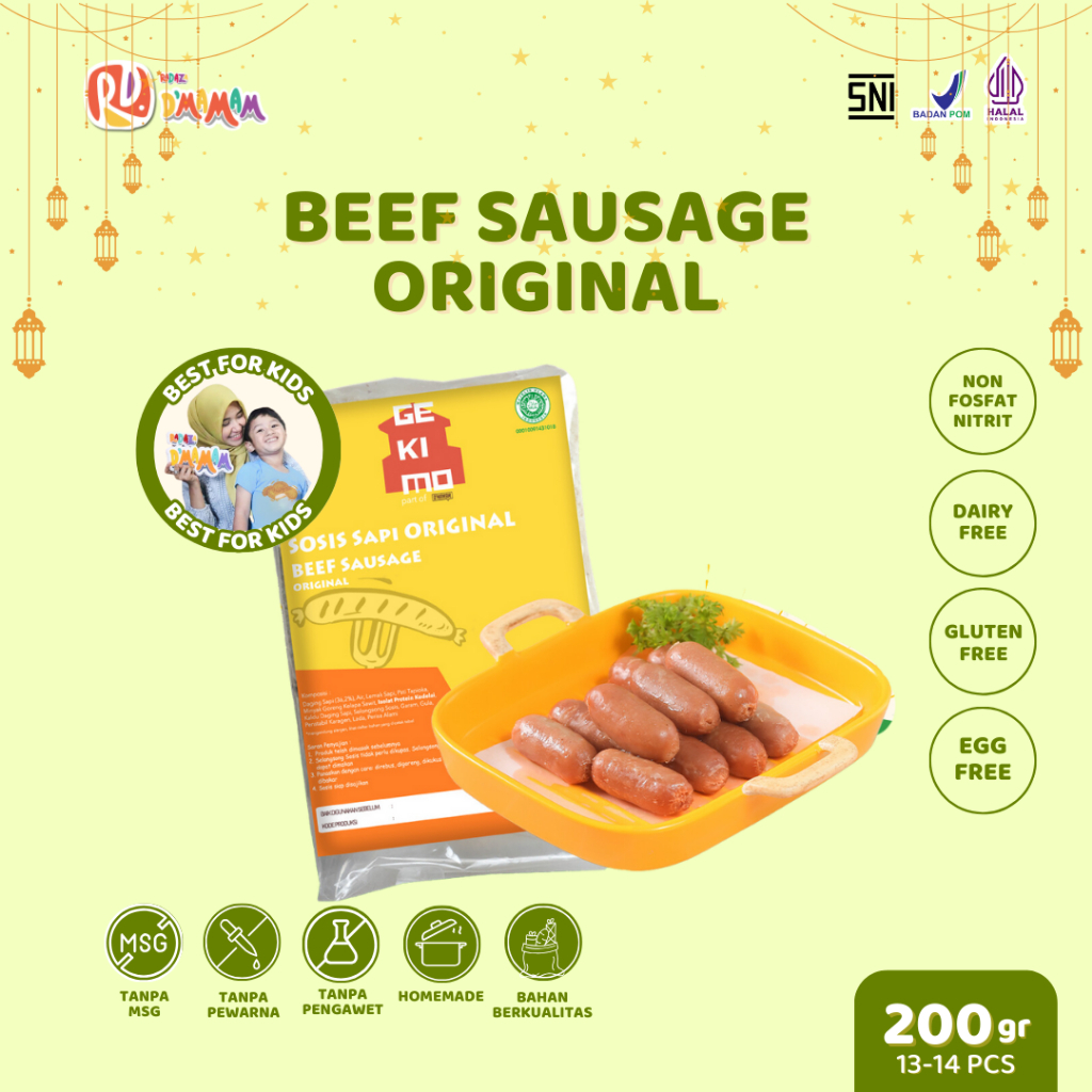 

Radaza D'MAMAM Beef Sausage 200g Gekimo Sosis Sapi Premium Anak MPASI Homemade NonMSG SNI BPOM HALAL