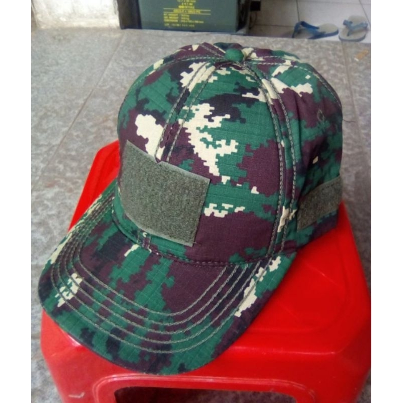 Topi Tactical Loreng Velcro YKK Topi Loreng