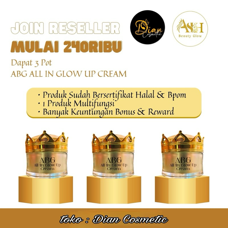 3 Pot Harga Reseller/ABG All In Glow Up Cream Asih Beauty Glow ABG skinccare