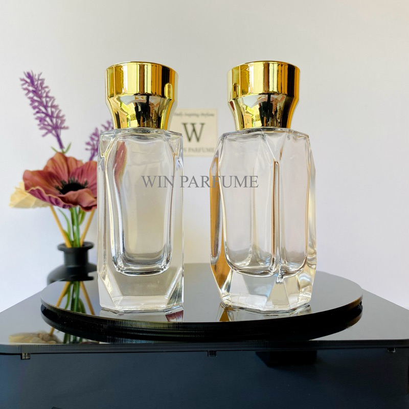 Botol Parfume Mewah 50ml Crystal Diamond Semi Press Tutup Exclusive Gold Ring Spray Hitam