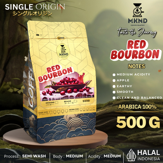 

MKND COFFEE ROASTERY - Arabika Aceh Gayo Red Bourbon 500gr Singgel Origin | Biji Kopi | Manuwal Brew | Medium Roast