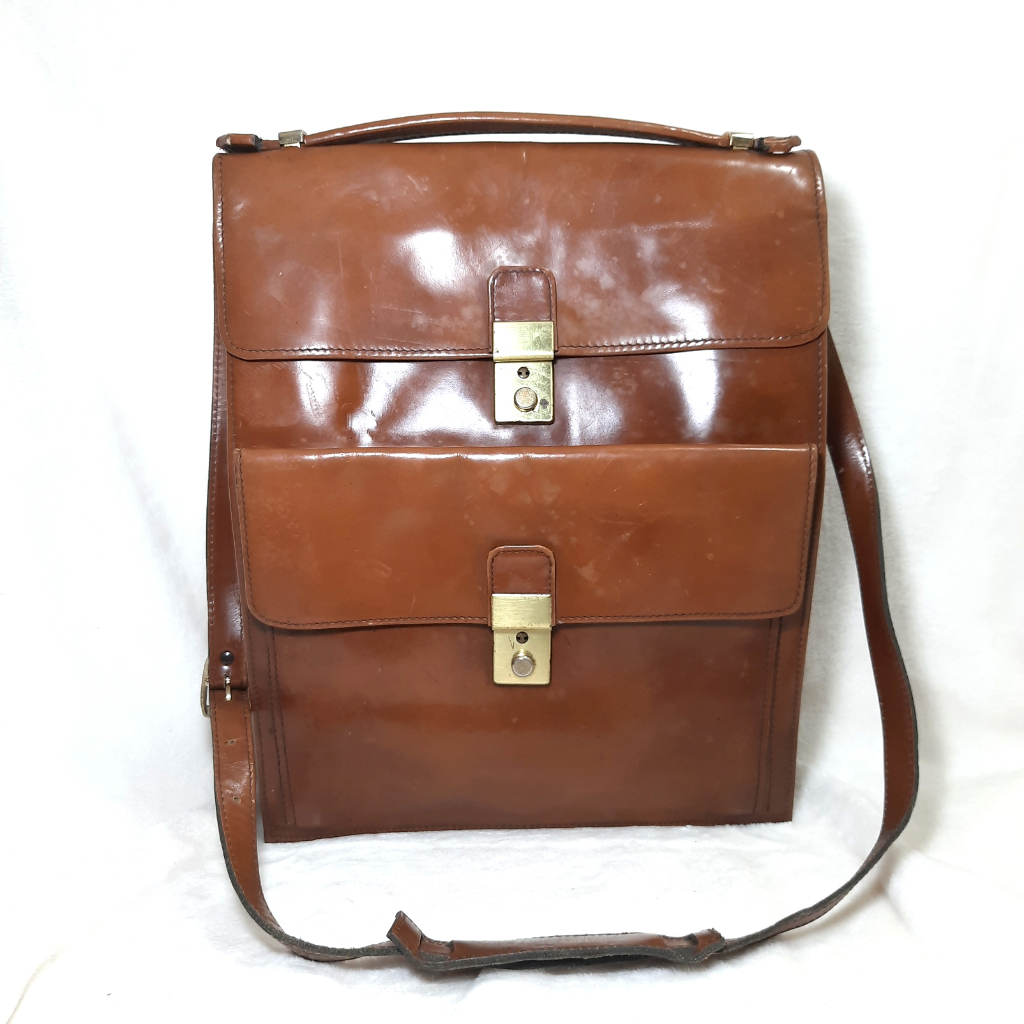 [PRELOVED] Tas Kerja Pria Vintage Jadul kulit asli Kulas Shoulder Bag Slempang Sling bag