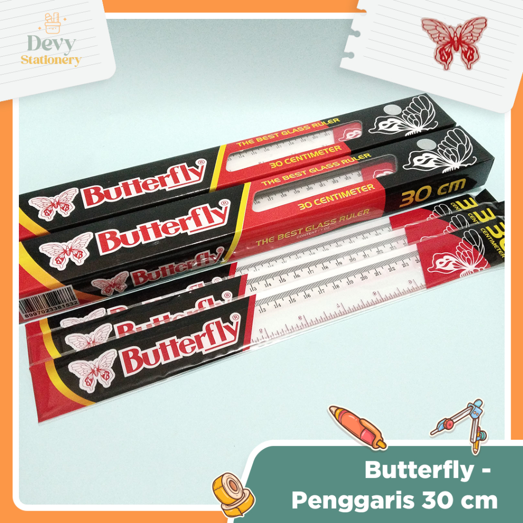 

Butterfly Penggaris Mistar untuk mengukur 30 cm