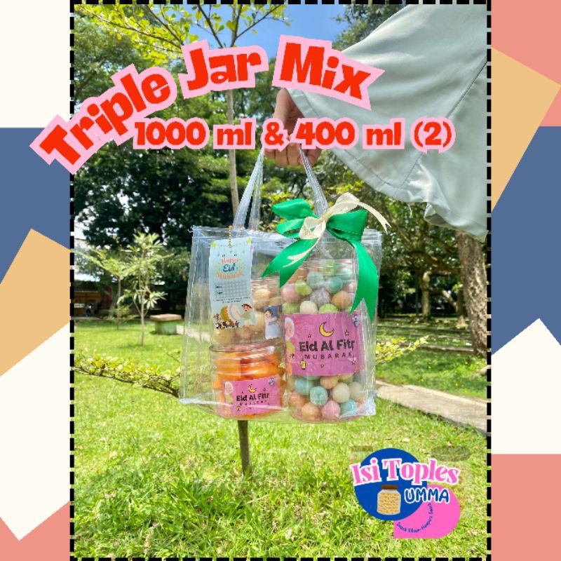 

(Triple Jar Mix 1000 ml & 400 ml(2)/ ISI TOPLES UMMA/ HAMPERS LEBARAN | HAMPERS MURAH / HAMPERS MAKANAN || Hampers Estetik