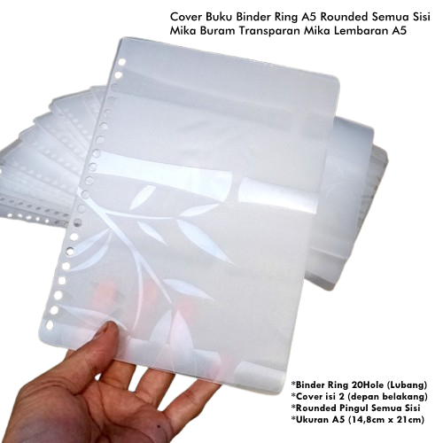 

Cover Buku Binder Ring A5 20 Lubang Rounded Loose Leaf Cover Mika Buram Transparan Mika Lembaran A5