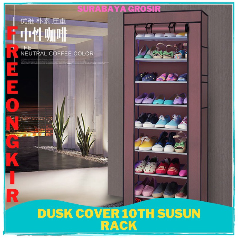 KODE W58D TERLARIS Dusk Cover 1th Susun Rack Rak Sepatu Kain Shoe Sandal Shoes Amazing Surabaya Gros