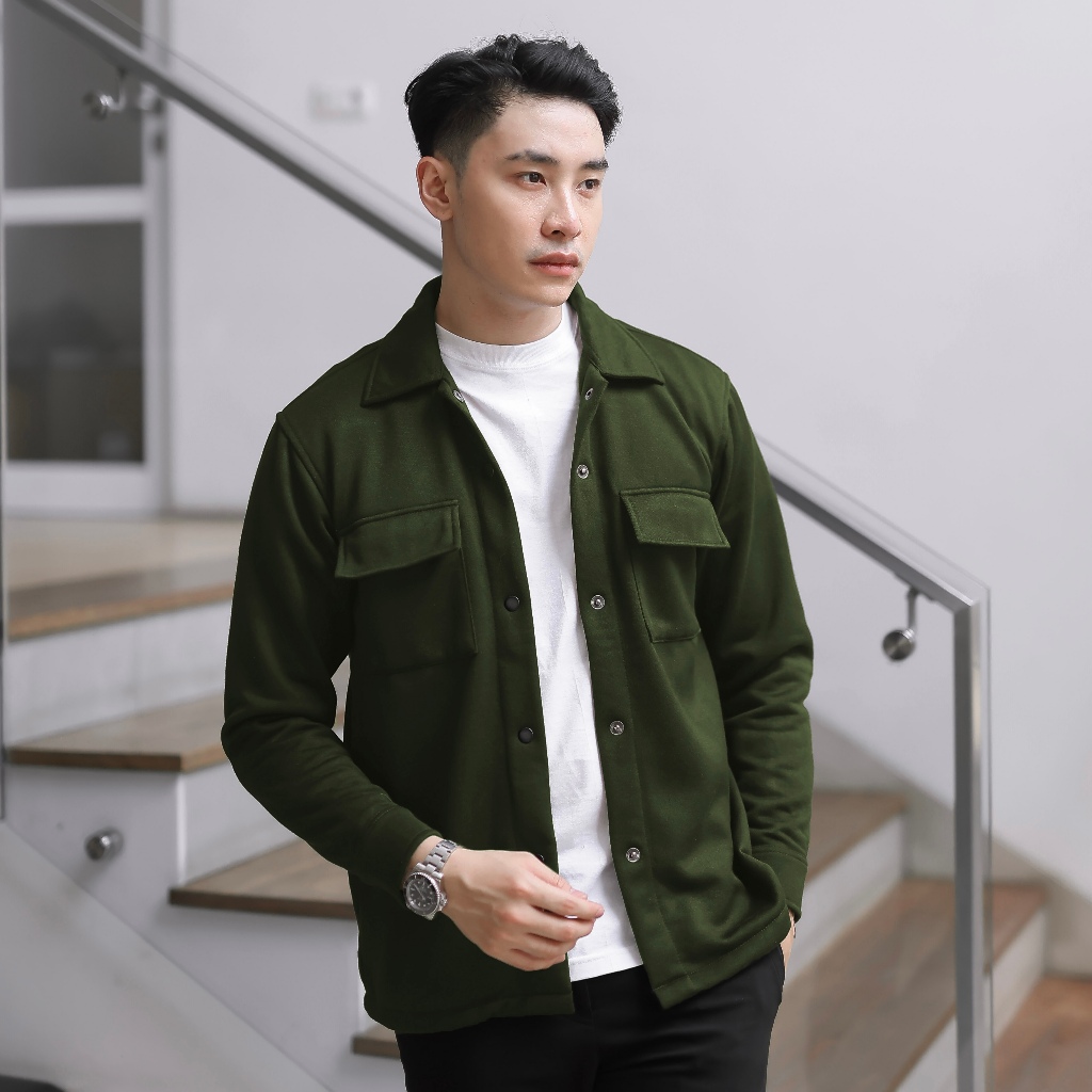 Shacket Jacket - Jacket Pria Fleece Original Civity Army