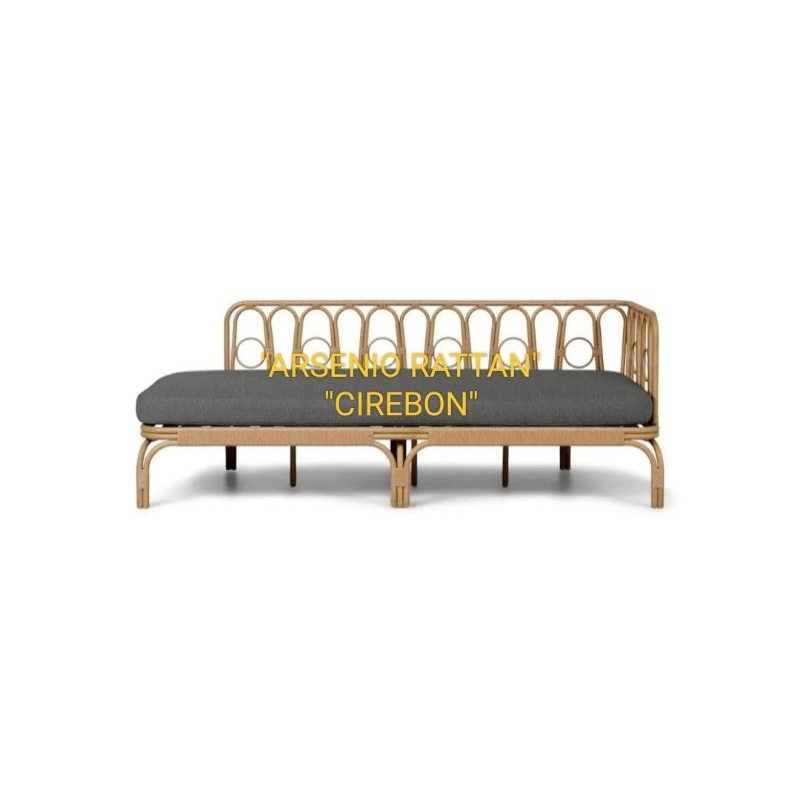 Sofa Panjang Rotan Alam Lengkap Busa Tebal 10 Cm