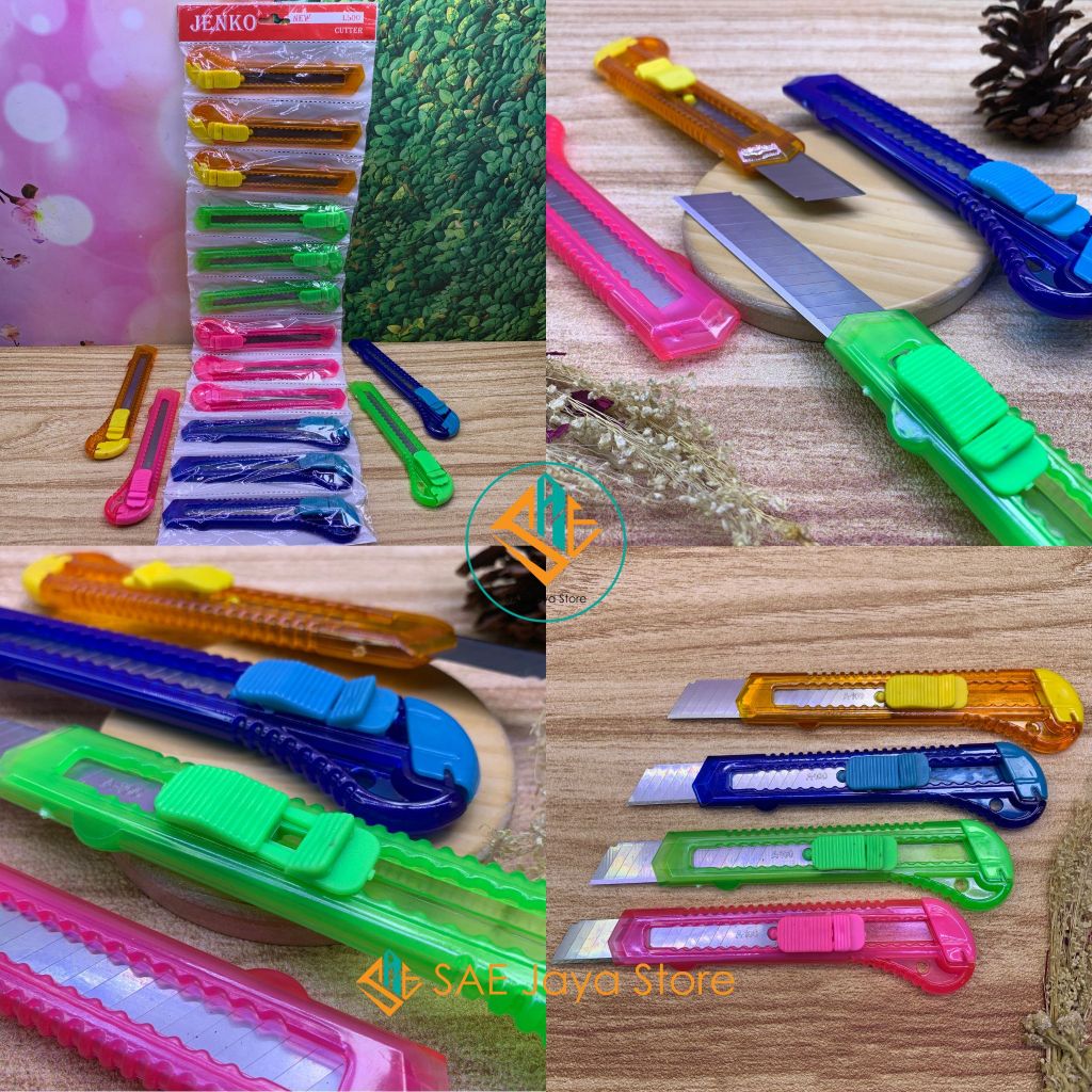 

SAE-PISAU CUTTER BENING WARNA MEREK JENKO L500 UKURAN 15CM / KATER JENKO 15 CM / CUTTER WARNA JENKO