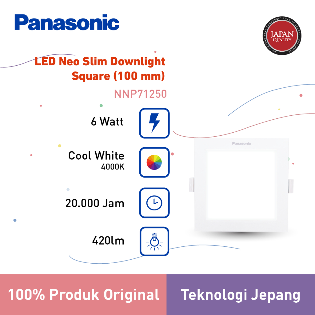 Panasonic Lampu Downlight LED Neo Slim 6W Square 100mm 6500K