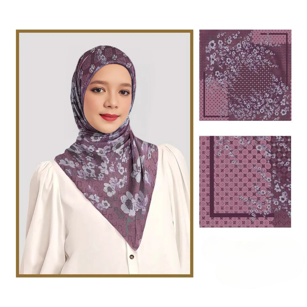 Hijab Voal by Hivaya / Jilbab Voal Motif Segi Empat Terbaru / Hijab voal laser cut / Hijab Voal Ungu