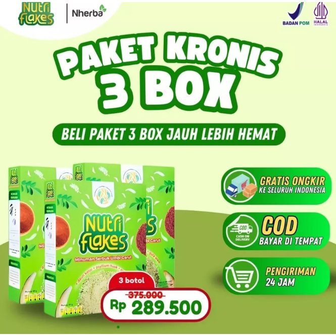 

NO.1 PAKET 3 BOX Nutriflakes Sereal Umbi Garut - Ampuh Mengatasi Asam Lambung, Maag Dan Gerd