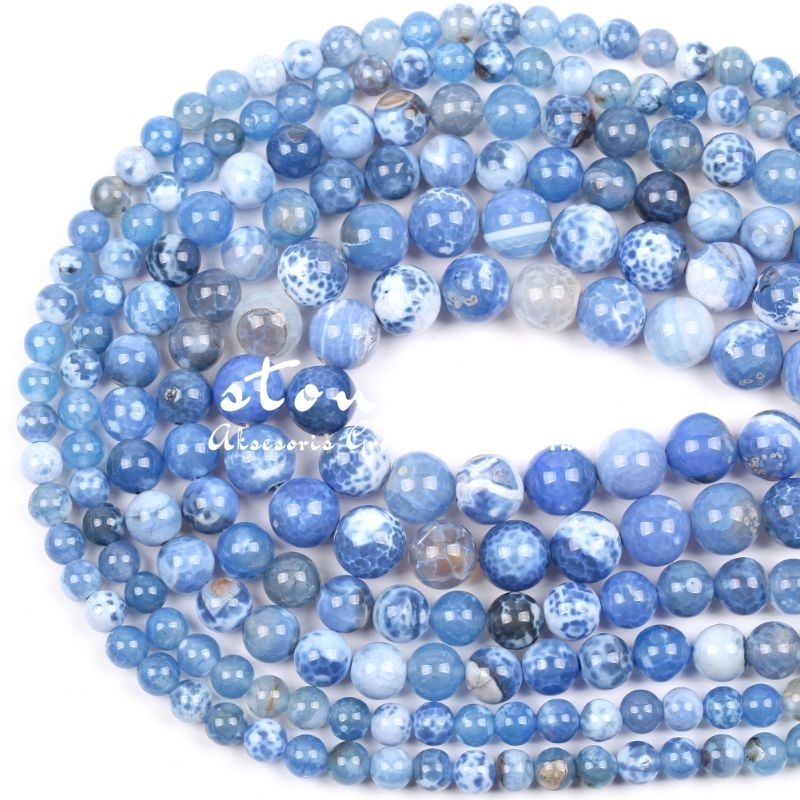 Manik Batu Alam Fire Agate Biru Aquamarine Agate