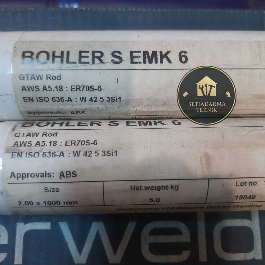 KAWAT LAS TIG / ARGON BOHLER S EMK 6  2.0MMx1000MM AWS-ER70S6 PER PACK 5KG
