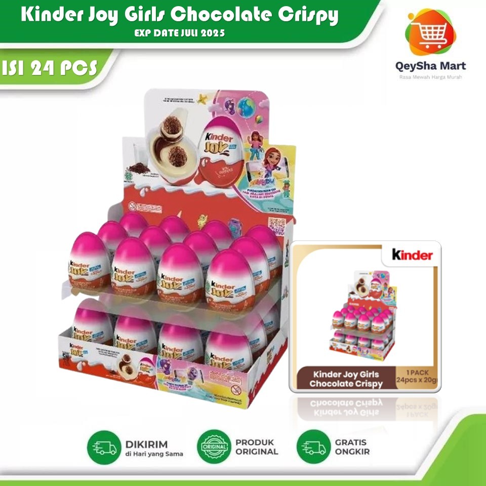 

Ay00! Kinder Joy Girls 1 Box Isi 24pcs Coklat & Mainan HALAL Exp Juli 2025