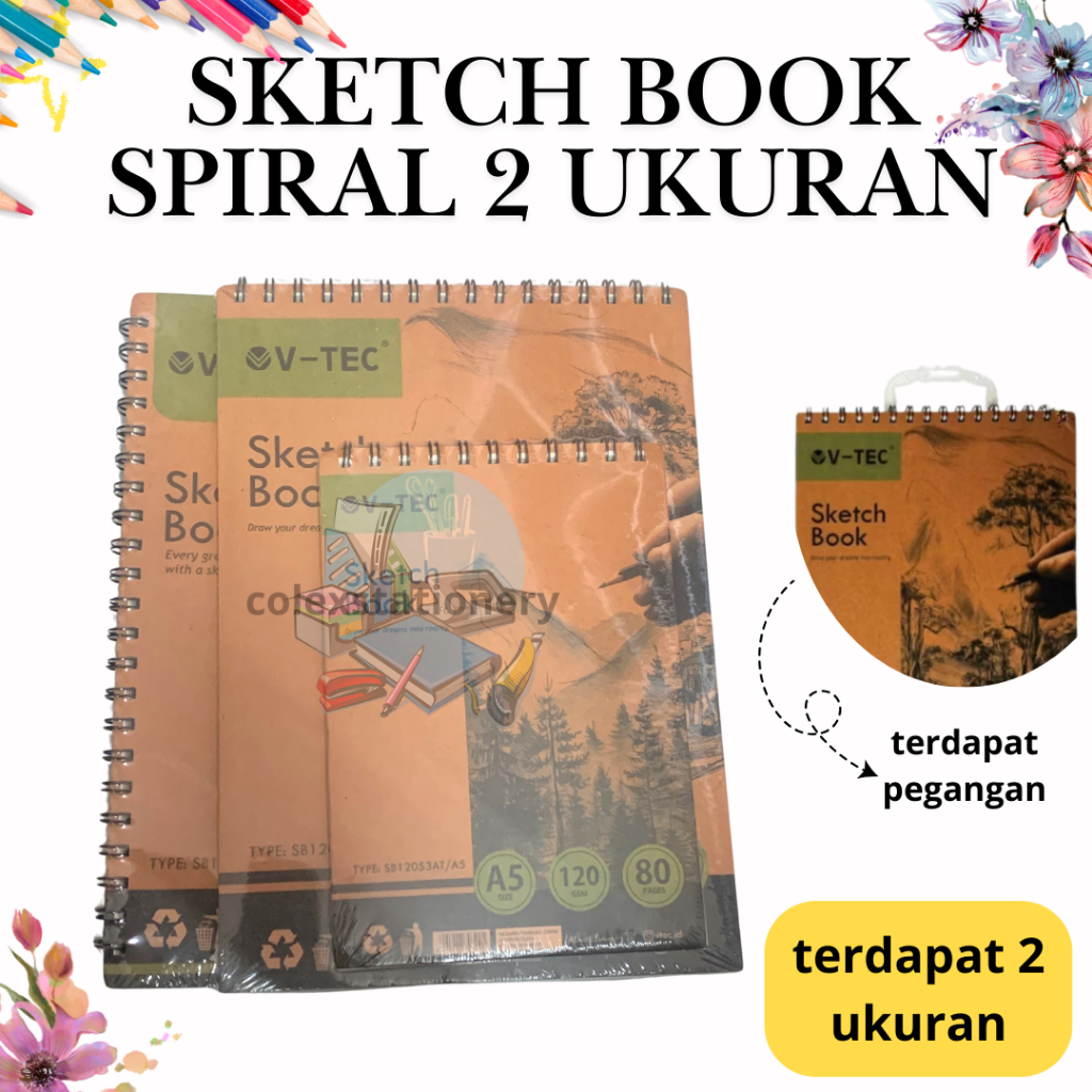 

[1 PC] Buku Sketch book / Buku Mengammbar Sketsa Aesthetic Spiral Ukuran A4 A5 Isi 80 Lembar High Quality Vtec