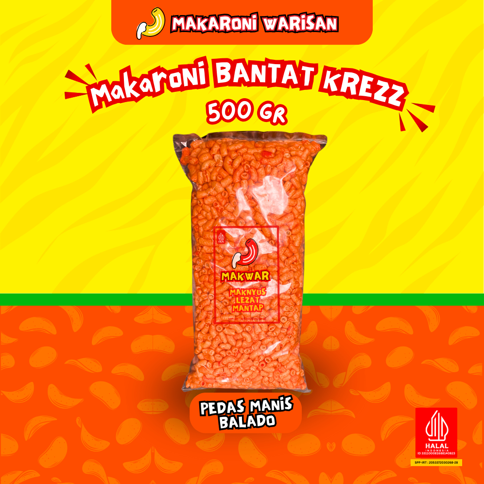 

Nycyta Home 500 Gr Kerupuk Makaroni Pipa Krezz Bantat Jagung Manis Balado 1/2 Ball Makroni Solo