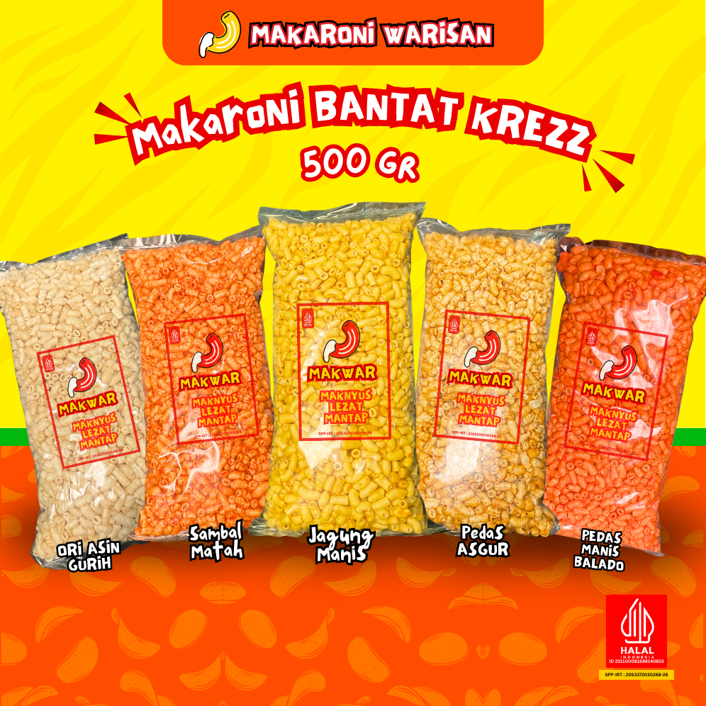 

(1/2 Ball) KERUPUK MAKARONI BANTAT (500gr) - Makanan Ringan Krupuk Cemilan Murah halal