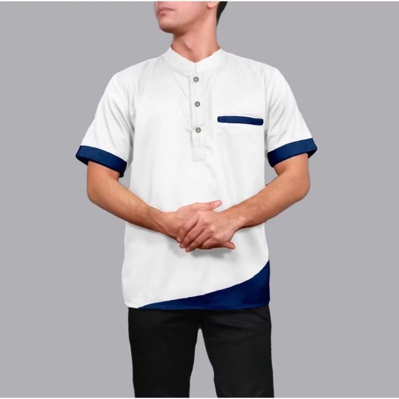 AIMAN - TERBARU BAJU KOKO KEMEJA KURTA JUMBO KATUN TOYOBO PREMIUM LENGAN TANGAN PENDEK  SAKU AKTIF T
