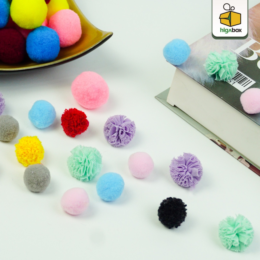 Bandul Pom Bulu Pompom Lembut Halus / Pompom Aneka Ukuran - Bola Pompom - Pompom Benang - Pompom 1.5