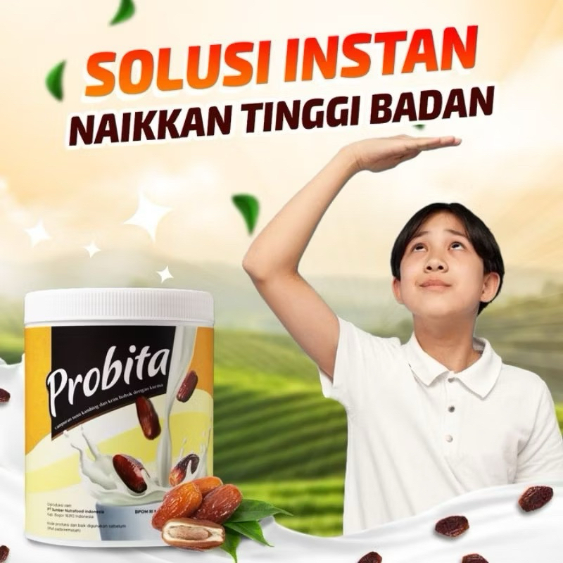 

Susu Penambah Tinggi & BB Tanpa Obat Susu Kurma Plus Susu Kambing Etawa Probita Isi 12 sachet