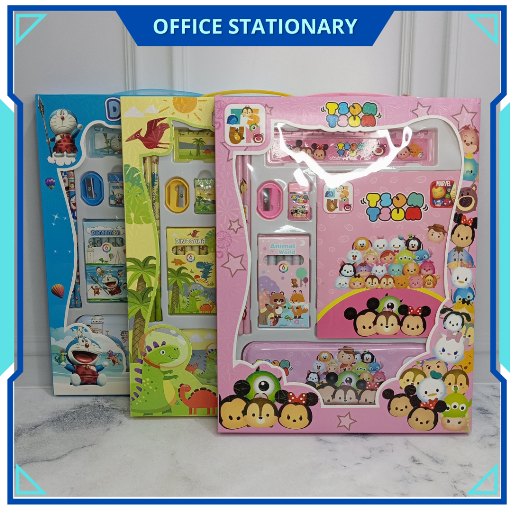 

OFS Stationary Set Large 8in1 Peralatan Tulis Anak Little Pony Cars Mcqueen Spiderman Doraemon Kitty