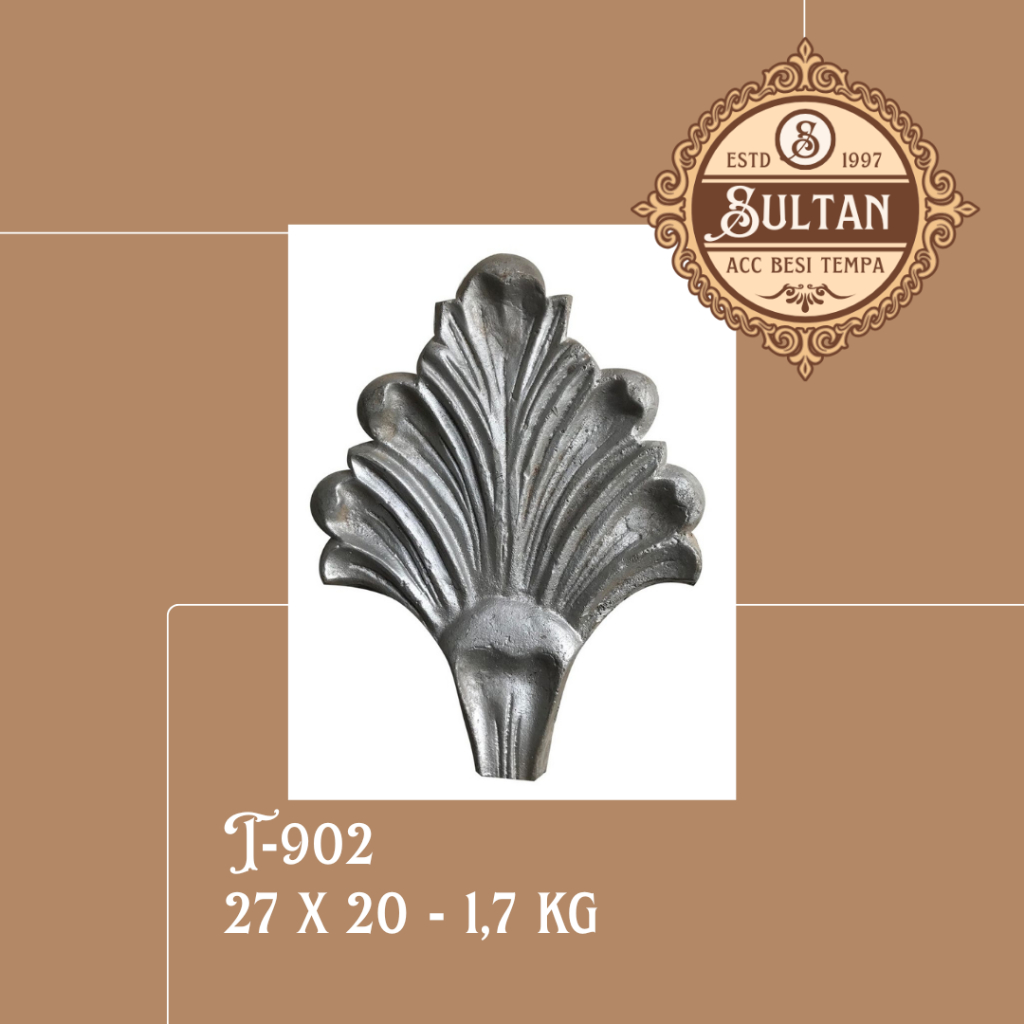 Sultan Besi Tempa / T-902 / Ornamen Daun Besi Tempa / Ornamen Pagar Besi Klasik / Aksesoris Besi Tem