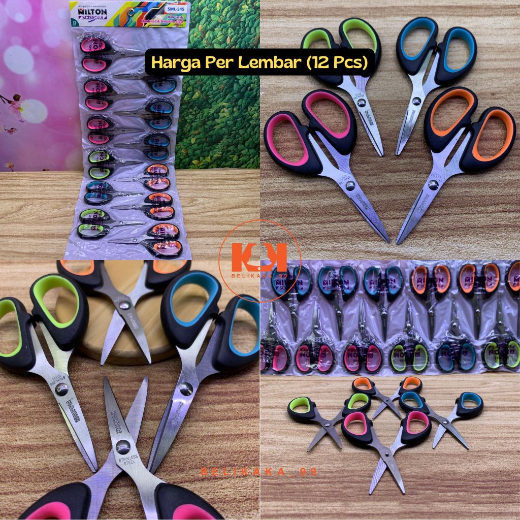 

(12 PCS) GUNTING KERTAS TAJAM LEMBARAN MEREK MILTON SML-545 UKURAN KECIL / MILTON SML-545 SCISSORS