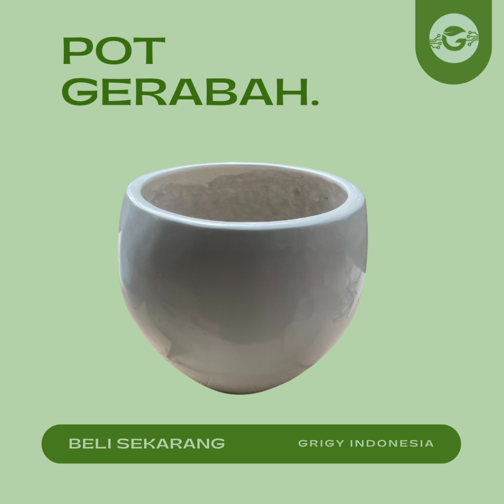 POT GERABAH TERRACOTTA TANAH LIAT PUTIH UKURAN 26 CM