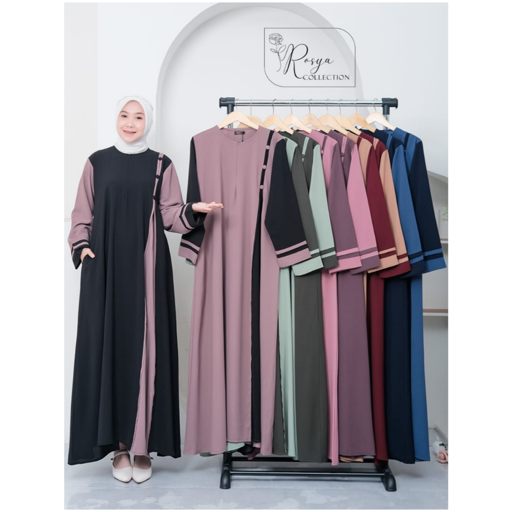SALVINA DRESS by Rosya. GAMIS WANITA MUSLIM MODEL ABAYA BAHAN SABRINA POLOS