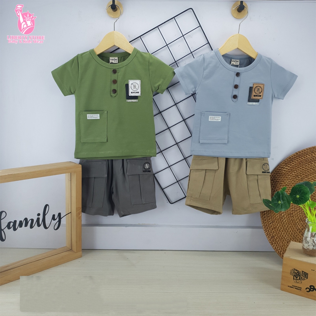 Setelan Kaos Uson Anak Cowok Lengan Pendek Baju Setelan Anak Laki-Laki 2